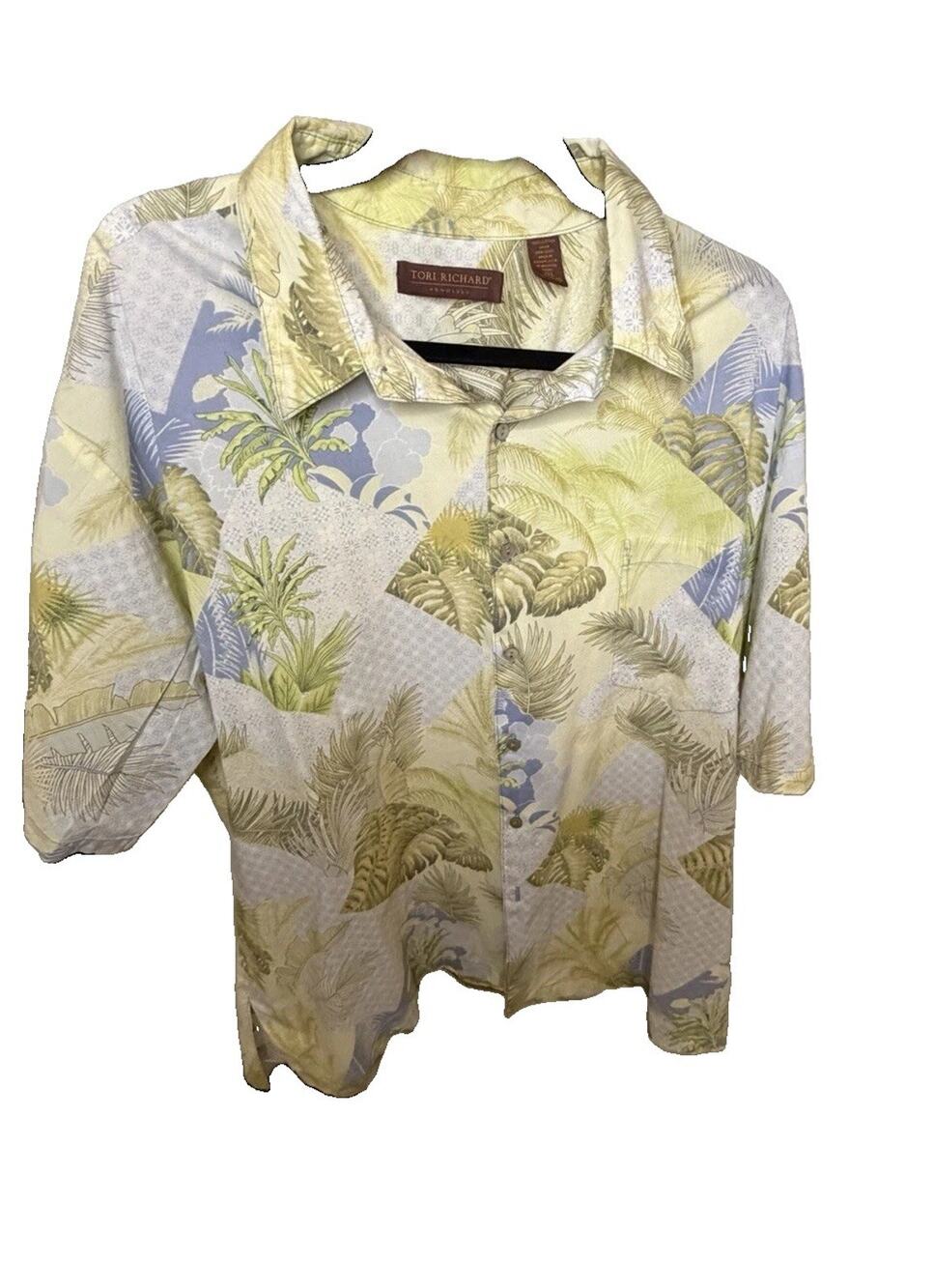 Tori Richard Hawaiian shirt 2XL. Tropical Palm print. Cotton Lawn.